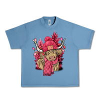 Pebble Blue pink winter long haired cow Urban Heavy Tee - NancyCooperArtShop