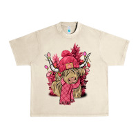 Sandshell pink winter long haired cow Urban Heavy Tee - NancyCooperArtShop