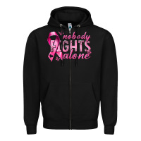 Black nobody fights alone cancer Zipper Hoodie - NancyCooperArtShop
