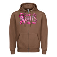 Chestnut nobody fights alone cancer Zipper Hoodie - NancyCooperArtShop