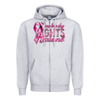 Heather Grey nobody fights alone cancer Zipper Hoodie - NancyCooperArtShop