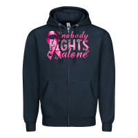 Navy nobody fights alone cancer Zipper Hoodie - NancyCooperArtShop