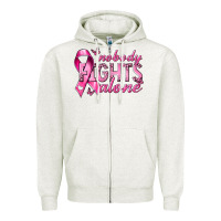 Oatmeal Heather nobody fights alone cancer Zipper Hoodie - NancyCooperArtShop