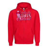 Red nobody fights alone cancer Zipper Hoodie - NancyCooperArtShop
