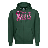 Sports Green nobody fights alone cancer Zipper Hoodie - NancyCooperArtShop