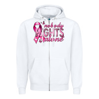 White nobody fights alone cancer Zipper Hoodie - NancyCooperArtShop