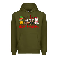 Army Green meowy christmas Premium Hoodie - CowGirlArtShop