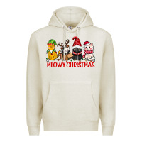 Oatmeal Heather meowy christmas Premium Hoodie - CowGirlArtShop