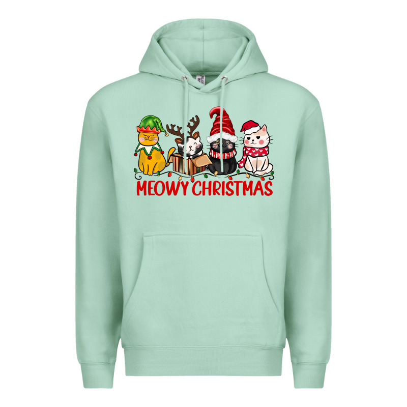 Meowy Christmas Premium Hoodie by CowGirlArtShop | Teevron