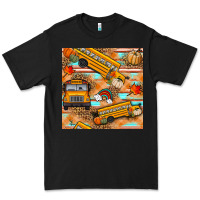 Black fall school bus seamless pattern Premium Tee - BundleAndBundleShop