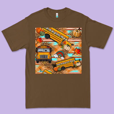Fall School Bus Seamless Pattern Premium Tee Designed By Bundleandbundleshop