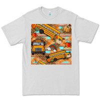 Dove Grey fall school bus seamless pattern Premium Tee - BundleAndBundleShop