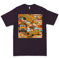 Plum fall school bus seamless pattern Premium Tee - BundleAndBundleShop