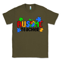Army Green ausome teacher Classic Tee - MaliasSmallBusiness