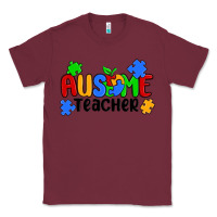 Burgundy ausome teacher Classic Tee - MaliasSmallBusiness