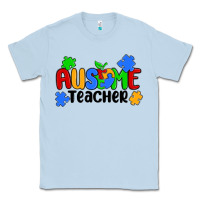 Dusty Blue ausome teacher Classic Tee - MaliasSmallBusiness
