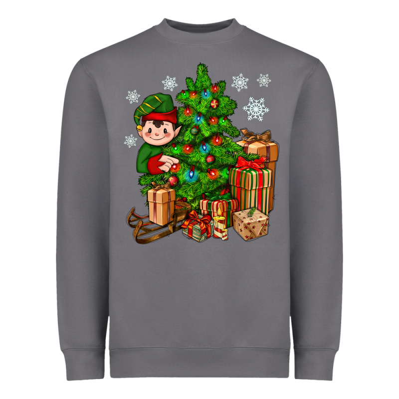 Christmas Elf With Gift Heavyweight Sweatshirt by BundleAndBundleShop | Teevron
