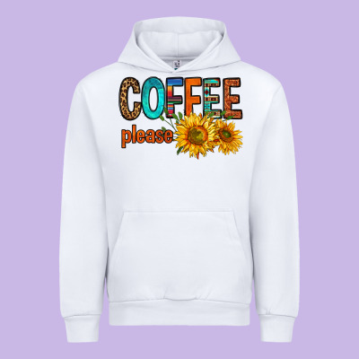 Coffee Please Western Doodle Letters Urban Hoodie Designed By Fadigitalartstudio