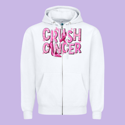 Crush Cancer Zipper Hoodie Designed By Nancycooperartshop