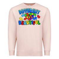 Pale Pink Different is beautiful Autism Premium Sweatshirt - CowGirlArtShop
