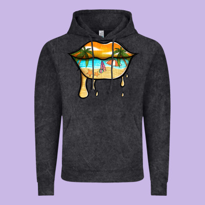 Beach Lips Vintage Hoodie Designed By Jasminsmagicworld