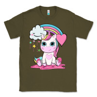 Army Green cute unicorn and rainbow Classic Tee - NancyCooperArtShop