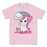 Bubblegum Pink cute unicorn and rainbow Classic Tee - NancyCooperArtShop
