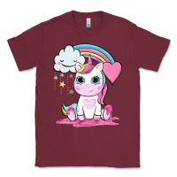 Burgundy cute unicorn and rainbow Classic Tee - NancyCooperArtShop
