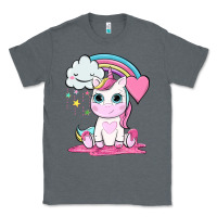 Charcoal Heather cute unicorn and rainbow Classic Tee - NancyCooperArtShop