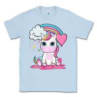 Dusty Blue cute unicorn and rainbow Classic Tee - NancyCooperArtShop