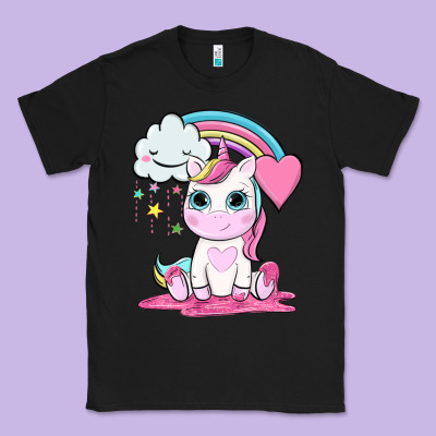 Cute Unicorn And Rainbow Classic Tee Designed By Nancycooperartshop