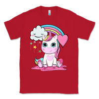Red cute unicorn and rainbow Classic Tee - NancyCooperArtShop