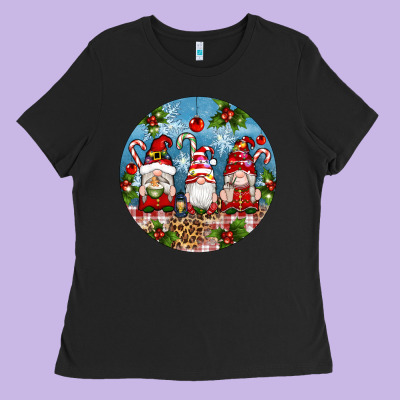Christmas Gnomes Ornament Ladies Tee Designed By Artiststas
