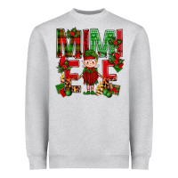 Heather Grey Mimi Elf with Knitting Christmas Heavyweight Sweatshirt - BundleAndBundleShop