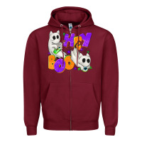 Burgundy Hey Boo with Ghost Cats Zipper Hoodie - texasbilliewilder