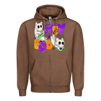 Chestnut Hey Boo with Ghost Cats Zipper Hoodie - texasbilliewilder