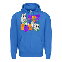 True Royal Hey Boo with Ghost Cats Zipper Hoodie - texasbilliewilder