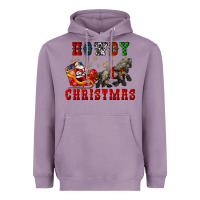 Lavender howdy christmas with santa riding his sleighs Heavyweight Hoodie - CowGirlArtShop