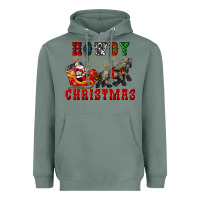 Sage howdy christmas with santa riding his sleighs Heavyweight Hoodie - CowGirlArtShop