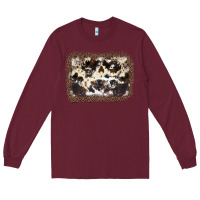 Burgundy Cowhide Leopard Background Long Sleeve Tee - JahusDesignShop