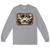 Heather Grey Cowhide Leopard Background Long Sleeve Tee - JahusDesignShop