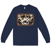 Navy Cowhide Leopard Background Long Sleeve Tee - JahusDesignShop