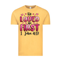 Vintage Mustard he loved us first 1 john 4 19 Vintage Tee - MaliasSmallBusiness