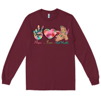 Burgundy Peace Love Nail Hustler Long Sleeve Tee - BundleAndBundleShop