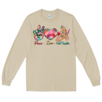 Mushroom Peace Love Nail Hustler Long Sleeve Tee - BundleAndBundleShop