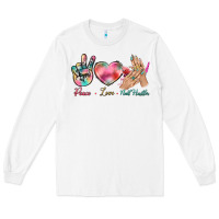 White Peace Love Nail Hustler Long Sleeve Tee - BundleAndBundleShop