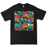 Black western school bus seamless pattern Premium Tee - BundleAndBundleShop