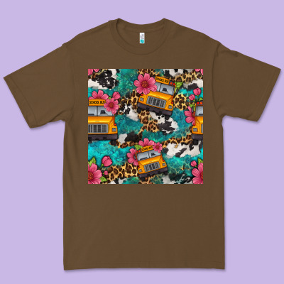 Western School Bus Seamless Pattern Premium Tee Designed By Bundleandbundleshop
