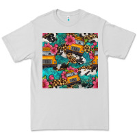 Dove Grey western school bus seamless pattern Premium Tee - BundleAndBundleShop