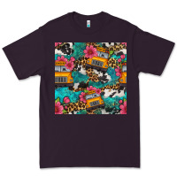 Plum western school bus seamless pattern Premium Tee - BundleAndBundleShop